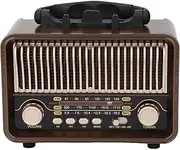 Radio Portable AM FM SW, Vintage Retro Bluetooth5.4 Speaker with Adjustable Antenna, 1200mAh Battery, Type C Rechargeable, Phone Holder, Support TF Card, AUX, USB Playing