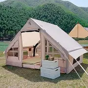 Inflatable Camping Tent 3-4 Person Cabin Tent, Glamping Tents, Easy Setup Waterproof Outdoor Oxford Tents, Inflatable House Tent, 4 Season Air Tent