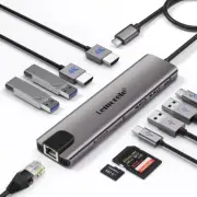 Lemorele USB C Hub Dual Monitor Adapter 11 in 1 Laptop Docking Station 2 HDMI 4K