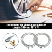 2pcs 79" Dual Lock Air Chuck Hose for Standard Tire Valve Thread w/ Air Release