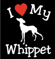 Pair of I Love My Dog Whippet Pet Car Decal Stickers Ready to Apply USA Made