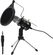 ERINGOGO 1 Set Podcast Microphone with Stand Black for Live Broadcasts Karaoke and Sound Recording Includes Noise Reduction Features