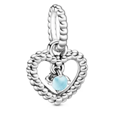 Pandora Sky Blue Crystal Beaded Heart Dangle Charm - 11979366