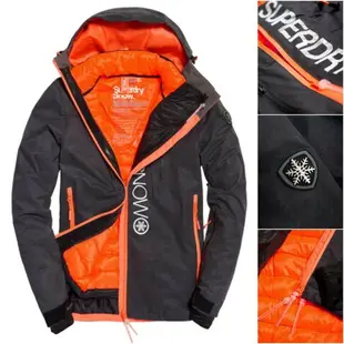 跩狗嚴選 出清特價 男款 極度乾燥 Superdry Super SD Logo 保暖 防水 兩件式 滑雪 雪衣 灰橘 風衣 外套 三合一