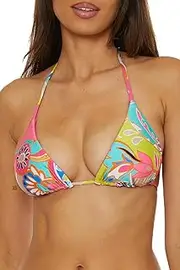 [Trina Turk] Women's Venus Reversible Triangle Bikini Top, Adjustable, Tie Back, Swimwear Separates