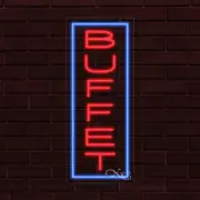 NEW "BUFFET" w/BORDER VERTICAL 30x12x1 INCH LED FLEX WINDOW INDOOR SIGN 30972