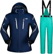 [7HAHA3] Men's Ski Suit Thermal Male Solid Color Snowboarding Waterproof Jackets & Pants Winter Outdoor Wear