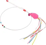 HOMOBABE Interactive Cat Teasing Wand with Ribbon and Mice Engaging for Kittens to Promote Active Play and Reduce Anxiety Durable Materials for Rough Play