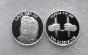Golf Ball Marker 1/10 Oz .999 Silver Round LOCK HER UP Trump 2024