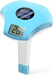 BALDR Pool Thermometer, Floating Digital, IPX8 Waterproof, Solar Powered, Easy Read, Blue