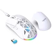 Wireless Bluetooth Mouse 2.4G Gaming Mouse Rechargeable Mouse with RGB Backlight for Laptops Tablets-White