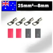 4x Battery Cable Lead Lugs 25-8 Terminals for Truck 12V 24V Driving light Wire