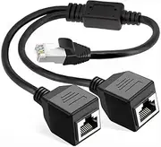 HRIOEKAX RJ45 Network 1 to 2 Port Ethernet Adapter Splitter, Ethernet Splitter 1 Male to 2 Female Network Adapter Cable for Super Cat5, Cat5e, Cat6, Cat7 LAN Ethernet Socket Connector Adapter