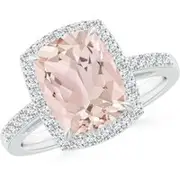Rectangular Cushion Morganite Halo Engagement Ring