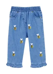 Stella Mccartney Kids Bumblebee Printed Chambray Trousers - Blue Denim - 36 Months (36 Months) 36 MONTHS (36 months)