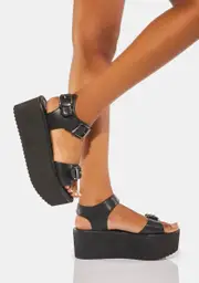 [Lemon Drop by Privileged] Black Chase Platform Sandals