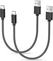 Basesailor USB to USB C Cable 0.3M/2Pack,Short Type C Fast Charging Charger Cord for iPhone 15 16 Plus Pro Max,iPad Air 4 5,Mini 6 7,Samsung Galaxy S25 S24 S23,A74 A73 A33 A34 A54 A53,Z Flip Fold 5 4