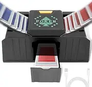 Automatic Card Shuffler ABS Plastic U Shape Slot Electric Shuffling Machine Versatile Battery Powered Card Shuffling Machine for Various Standard Size Cards(Black)