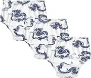 [GuoChe] Little Girls Sleep Training Pants Oriental Style Chinese Dragons Blue 3pcs Soft Cotton Overnight Training Pants