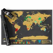 Large Poster Atlas Travel Decor Gift Deluxe Scratch off world Map Interactive