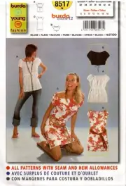 BURDA SEWING PATTERN 8517 Out Of Print Size 6-18 Misses Dress and Tops