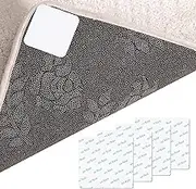 4-Pcs Rug Mat Retainer for Hardwood Floor, No Damage, Eew Material for Non-slip Rug Mat, Anti-frizz Reusable Rug Stop, 10 * 10cm Rug Can be Fixed Under Rug Tape and Corner Apartment