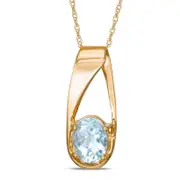 Oval Aquamarine Pendant in 10K Yellow Gold