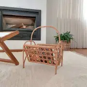 Wicker Magazine Holder / Newspaper Rack / Bamboo Magazine Rack / Boho Decor / H