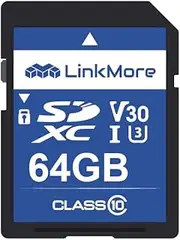 LinkMore XV13 64GB SDXC Card Compatible with Camera, PC, UHS-I, U3, V30, Class 10, Read Speed Up to 90MB/s, Write Speed Up to 50MB/s