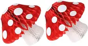 Ciieeo 2 Pcs Mushroom Honeycomb Decoration Mushrooms Fairy Garden Decor Tissue Paper Party Prom Honeycomb Wonderland Party Decorations Wonderland Garden Decor Honey Comb Ball Red Paper