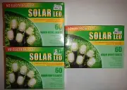 3 BOXES 60 SOLAR LED WARM WHITE STRING LIGHTS NO ELECTRICAL COST NEW CHRISTMAS