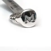 New DAVID YURMAN Pave Initial Letter M Pinky Ring in Diamond & Silver Size 6