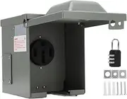 50 Amp RV Power Outlet Box for NEMA 14‑50R Receptacle Plug Enclosed Lockable Electrical Receptacle Panel for Hookup RV Campers Travel Trailer