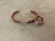 Copper Magnetic Bangle Ring Set Balance Healing Arthritis Pain Christmas Gift