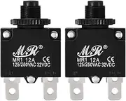 uxcell 2Pcs Thermal Overload Protector AC 125/250V 12A Push Button Reset Circuit Breaker