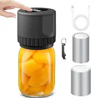 Mason Jar Vacuum Sealer Kit, Cordless Electric Vacuum Sealer with 50pcs Wide-Mouth and 50pcs Regular-Mouth Jar Lids and Time Display Screen, Used for Food Storage/Food Fermentation/Canned Fruits