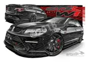 HSV GTSR W1 PHANTOM BLACK A2 FRAMED PRINT CAR ART