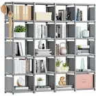 20 Cube Book Shelf, Storage Organizer, Large DIY Bookcase, Metal 20-Grid Grey
