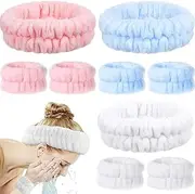 AnnuoYi Makeup Spa Headband,9PCS Spa Headband Face Wash Wristband And Headband Set,Facial Wrist Towel Washbands For Women Girls,Fabric Headband For Skincare,Makeup Removal, Shower, Skincare