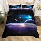 Queen 3-Piece Galaxies Comforter Sets - 3D Printed Space Themed Duvet Cover S...