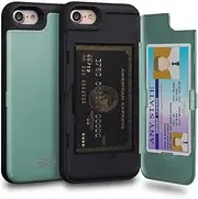 TORU CX PRO for iPhone SE 2022 / SE 2020 / iPhone 8 / iPhone 7 Case Wallet | Protective Shockproof Heavy Duty Cover with Hidden Card Holder & Card Slot | Plastic Mirror Included - Green