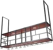 Hanging Wine Rack, Metal Wooden Ceiling Bottle Rack, for Under Cabinet, Kitchen, Bar, Display Wine Storage Holder, Ceiling Decoration Wine Glass Rack (Size : 120x30x80cm)