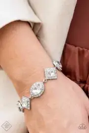 Paparazzi Jewelry Accessories - Decade of Dazzle - White Bracelet - Vintage
