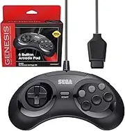 Retro-Bit Official Sega Genesis Controller 6-Button Arcade Pad for Sega Genesis - Original Port (Black)