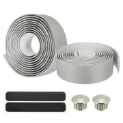 2 Pcs Bike Handlebar Tape EVA Carbon Handle Wraps Black Plugs Silver