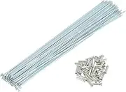 X AUTOHAUX 14G J Bend Bicycle Spokes 14G 260mm Length Bike Wheel Spokes with Nipple for MTB Wheel Spokes Silver Tone Carbon Steel Galvanized 36 Set