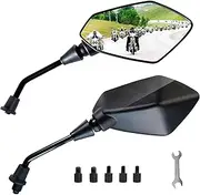 MAMIKO Universal Motorcycle Rear View Mirrors for M8 M10 Threaded Bolt Double Take Mirror Mount Compatible with Motorcycle Scooter Moped Polaris Sportsman Honda ATV Dirt Bike Cruiser