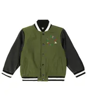 [Stella McCartney Kids] Stella McCartney Kids Logo wool-blend varsity jacket Y 4 green