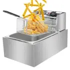 2500W Single Tank Deep Fryer 6L Stainless Steel Cylinder Electric Fryer US Plug
