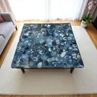Blue Agate Coffee Center Table Modern Arts Console Bar Top Unique Hallway Decor
